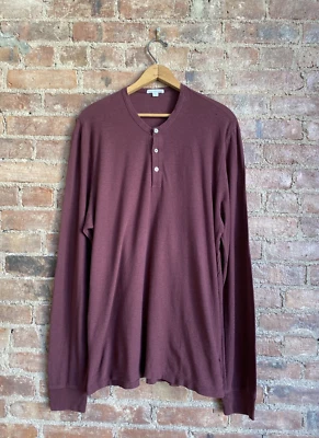 James Perse Mens Henley Shirt  Sz 3 Large, Maroon Cotton/Linen Japan - Image 1 of 4