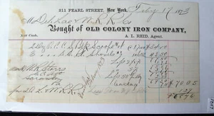 1873 Billheads Old Colony Iron Co Steel Metals Rails Bars Cast New Yor NY DL&WRR - Picture 1 of 1
