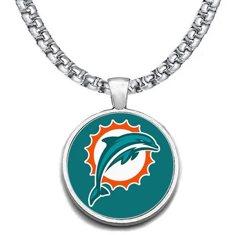 Miami Dolphins Mens Womens Stainless 20" Chain Link Pendant Necklace D30 Cover