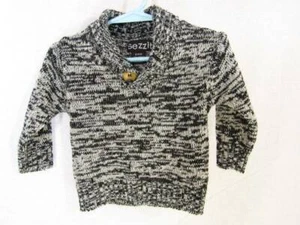 Sezzit Strickpullover 12 M grau & schwarz meliert Tweed Webpullover Kragen Baby - Bild 1 von 3