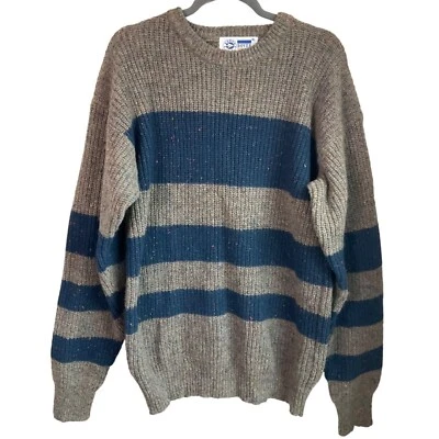 Vintage Arrow Dover Mens XL Grandpa Sweater Speckled Colorful Striped Wool Bl - Image 1 of 4