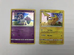 Pokemon Galarian Ponyta SWSH013 & Pikachu SWSH039 Cereal 25th Anniversary FOIL - Picture 1 of 2
