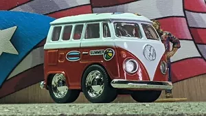KINSFUN 2" VW VOLKSWAGEN BUS SAMBA TOONED [ORANGE / WHITE] LOOSE USA STOCK!!! - Picture 1 of 9