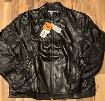 Boston Harbour Mens (XXL) New Zealand Lamb Leather Bomber Jacket Stand-Up Collar - Image 1 of 4