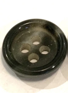 13.5mm X 10 Pc Dark Grey & Black Round Lipped 4 Hole Buttons Horn Jacket Sleeve - Picture 1 of 6