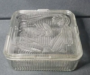 Plato refrigerador de verduras vintage de 8” de vidrio transparente para almacenamiento de alimentos. Federal Glass - Imagen 1 de 9