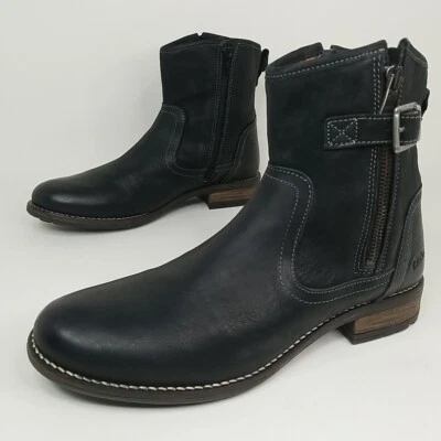 TAOS Convoy Double Zipper Ankle Boots Women's size 9-95 Black Leather  - Image 1 of 4