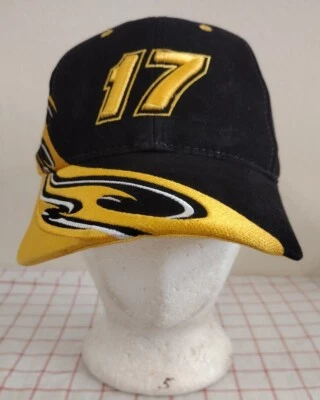 Gorra Roush Racing Matt Kenseth #17 negra amarilla bordada ajustable NASCAR Foto 1 de 4