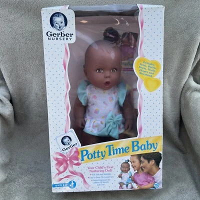 Muñeca bebé afroamericana Gerber Nursery Potty Time 1994 en caja original Foto 1 de 4