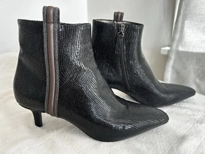 BRUNELLO CUCINELLI 皮革中跟短靴侧拉链 36.5 码美国 6.5 码 — 第 1/4 张图片