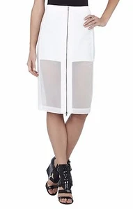 NUEVA FALDA LÁPIZ BCBGMAXAZRIA BLANCA FRANCESCA PANEL DE GASA NRQ3E943/S468A TALLA 4 - Imagen 1 de 3