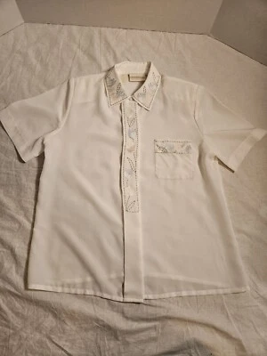 Blusa vintage Christie & Jill para mujer bordada botón tulipán 8P Grannycore Foto 1 de 3