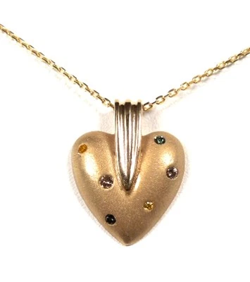 Colgante amarillo/verde/coñac diamante .20 ct tw 14kt YG * evaluación GAL * caja de regalo Foto 1 de 4