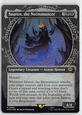 MTG Lord of The Rings Surge Foil Showcase Rare #802 MP Sauron, the Necromancer - Image 1 of 2