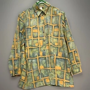 Beverly Rose Mens Shirt Size XL Yellow Green Long Sleeve Pointed Collard - Picture 1 of 5