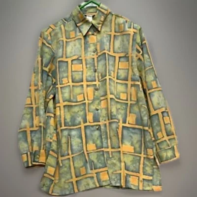Camisa Beverly Rose Para Hombre Talla XL Amarilla Verde Manga Larga Cuello Punta Foto 1 de 4