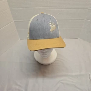 Elk Hat Adjustable Snapback Mesh Trucker Nwot Grey Tan Mountain Trash Emb. - Picture 1 of 6