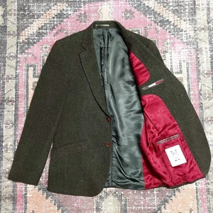 38R CREW CLOTHING Tweed Blazer Jacket Mens Green Wool Herringbone UK Small - Picture 1 of 12