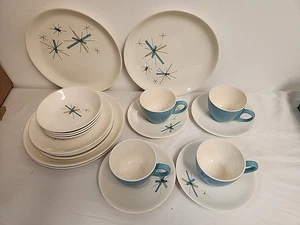 Vintage 20 PCS Salem North Star Dinner Set Atomic Starburst MCM Service for 4 - Picture 1 of 13