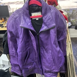 Chaqueta de motociclista vintage MARTANI para mujer talla m 100 % cuero púrpura - Imagen 1 de 4