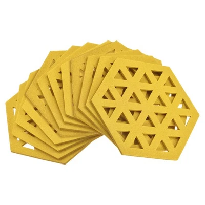 Sottobicchieri Feltro 12pz Esagonali Tamponi sottobicchieri, Giallo - Immagine 1 di 4