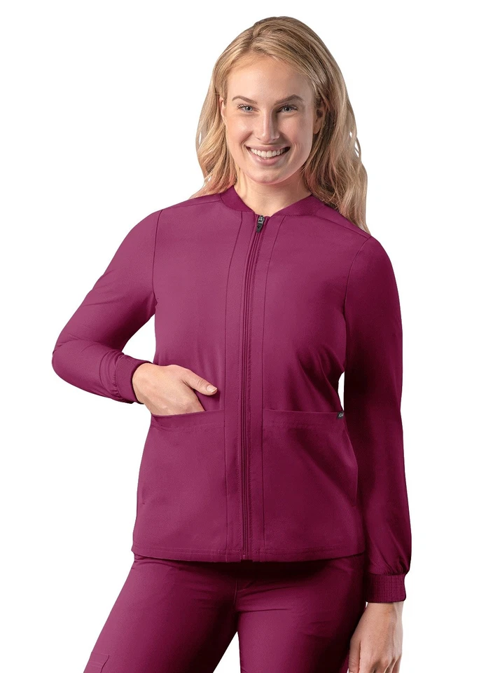 Adar Addition Scrubs For Women - Zippered Bomber Scrub Jacket - Image 1 of 4