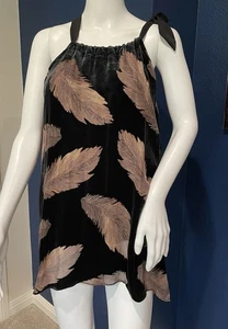 Top de mujer Reiss sin mangas de terciopelo negro Burnout de gasa patrón de hojas talla 8 - Imagen 1 de 12