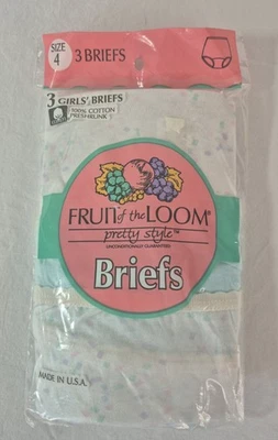 Fruit of the Loom Girls Pretty Style Briefs Vintage Size 4 NOS  - Image 1 of 4