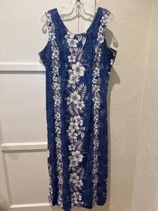 Vestido Largo Floral Tropical Azul Colección Hale Kalani Talla 2XL - Imagen 1 de 4