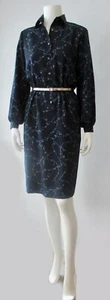 Vintage 70er 80er Jahre Florentine Petites blau auf blau Schichtkleid Shirt Oberteil Kanada M - Bild 1 von 6