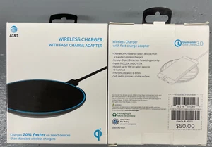 AT&T Wireless Charger Universal Charging Pad with Fast Charge Adapter Black - Picture 1 of 1