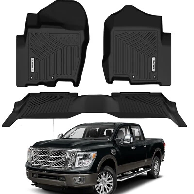 OEDRO Floor Mats Liners Full Set for 2017-2024 Titan XD 2017-2021 Titan Crew Cab Foto 1 de 4