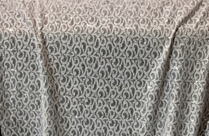 EMBROIDERED FLORAL LACE FABRIC WITH BEAD SPARKLE LT GRAY 54" WIDE BY THE YARD - Picture 1 of 4