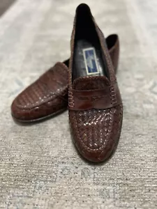 Bragano Cole Haan Marrón Tejido Cuero Auténtico Penny Mocasines 10M - Imagen 1 de 9