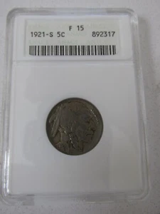 1921-S Buffalo Nickel ANACS F-15 - Picture 1 of 4