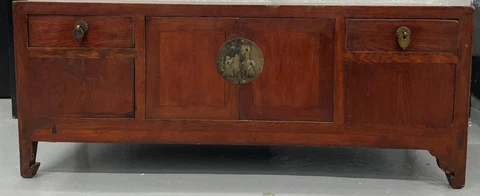Antique Chinese Chest with Two Drawers and Original Patina Cover