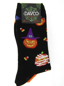DAVCO Damen Socken Halloween Kürbis Jack-O-Lantern Zuckermais Größe 9-11 Set 2 - Bild 1 von 4