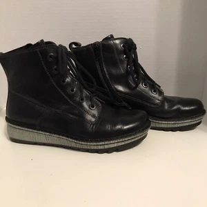 NAOT GAZANIA Black Leather Lace Up Combat Boots Israel Womens Size EU 39 US 8 - Picture 1 of 8
