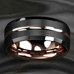 NEW MENS SIZE 12 Brushed Ring Rose Gold Plated Engagement Wedding Band US SHIP - Picture 1 of 6