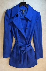 INC International Concepts NWT Womens Knit Ruffle Coat Jacket Royal Blue Sz L - Picture 1 of 7