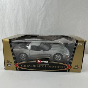 Burago Gold Collection 1997 Chevrolet Corvette 1/18 Scale Diecast Silver 3356 - Picture 1 of 24