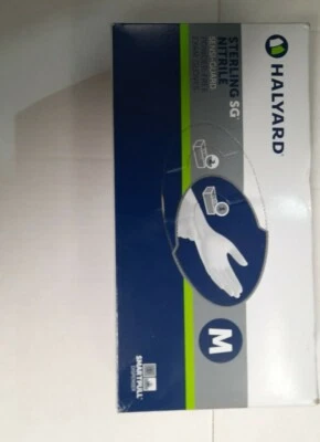 Guantes de examen de nitrilo esterlina Halyard, sin polvo, sin látex, medianos, caja de 250 Foto 1 de 3