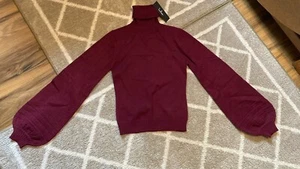 New Women’s Lulu’s Long Balloon Sleeve Sweater Size XS Burgundy - Picture 1 of 5