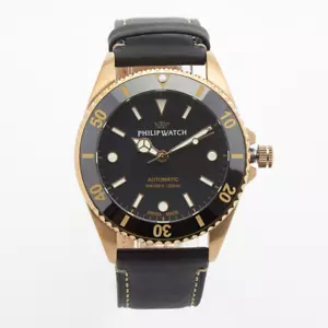 Philip Caribe Diving Automatic Watch Limited Edition Black Leather - Picture 1 of 3