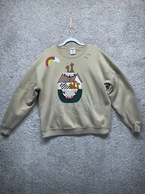 Sudadera De Colección Arca de Noé Adultos Verdes Animales Biblia Iglesia Jerzees EE. UU. Foto 1 de 4