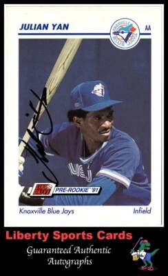 1991 AA Impel Julian Yan #373 Knoxville Blue Jays Authentic Autographed Card - Image 1 of 2