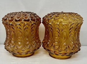 Vintage Paar If Amber Nemo Mcm Swag Lampe Glas Hängeleuchte nur Glasschirme - Bild 1 von 10