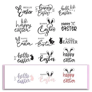 Easter Rabbits Words Transparent Rubber Stamps for Paper Card Photo Album Cra... - Picture 1 of 4