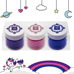 Edible Glitter 3x 1/4oz - Unicorn Color Theme Cake Decorating, Fondant, Sprinkle - Picture 1 of 10