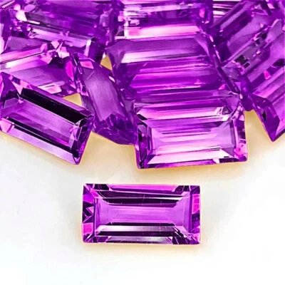Amethyst Gemstone Baguette Cut Shape Handmade Gemstone For Jewelry Making - Image 1 of 3